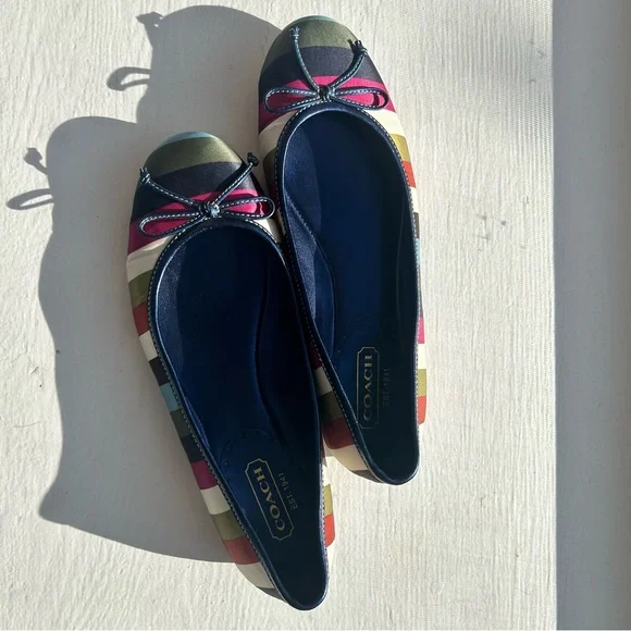 🛑SOLD🛑Vintage Coach Women's Striped Ballet Flats - Multicolor, 7.5 - Picture 10 of 10